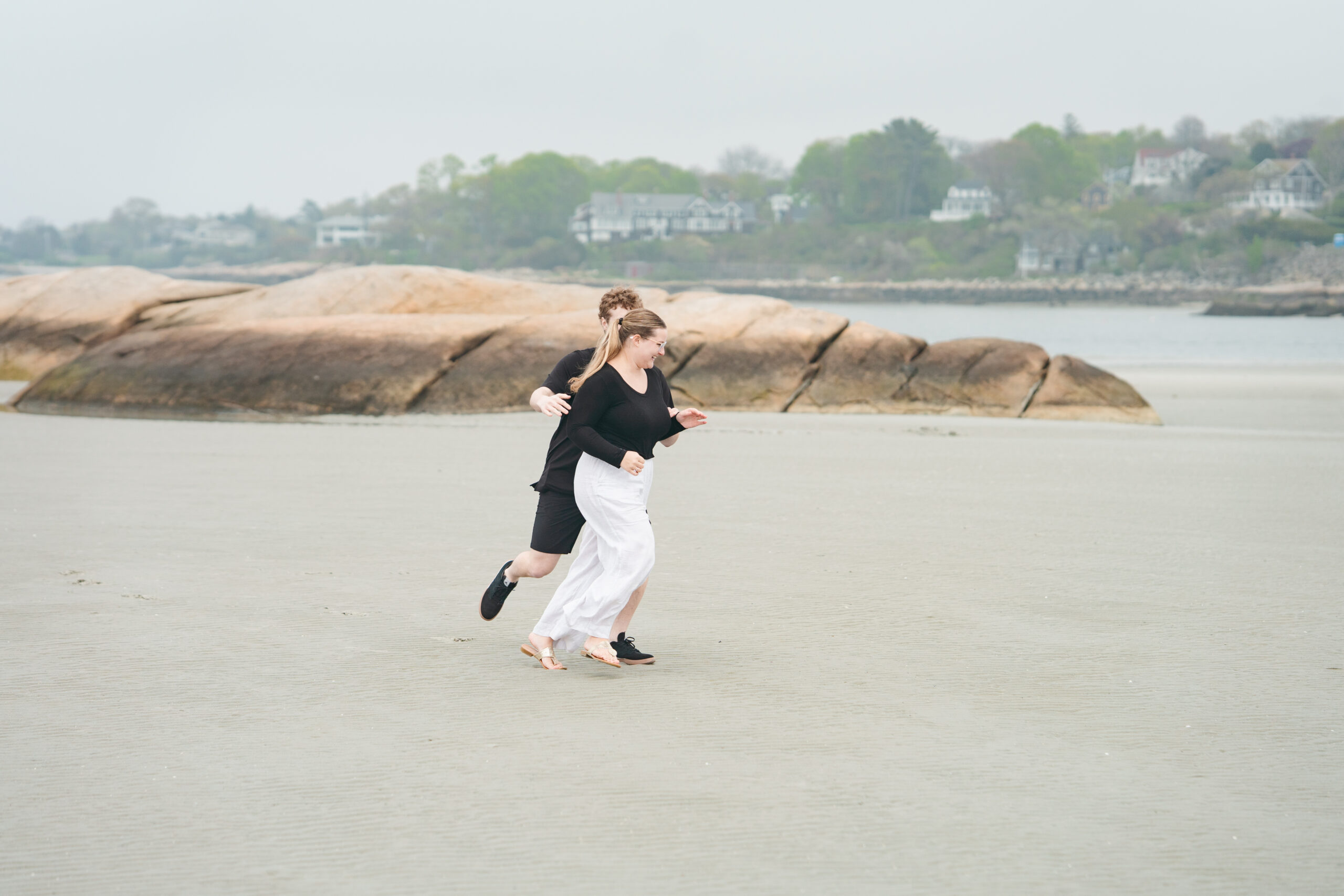 Romantic foggy beach engagement session in Gloucester, MA