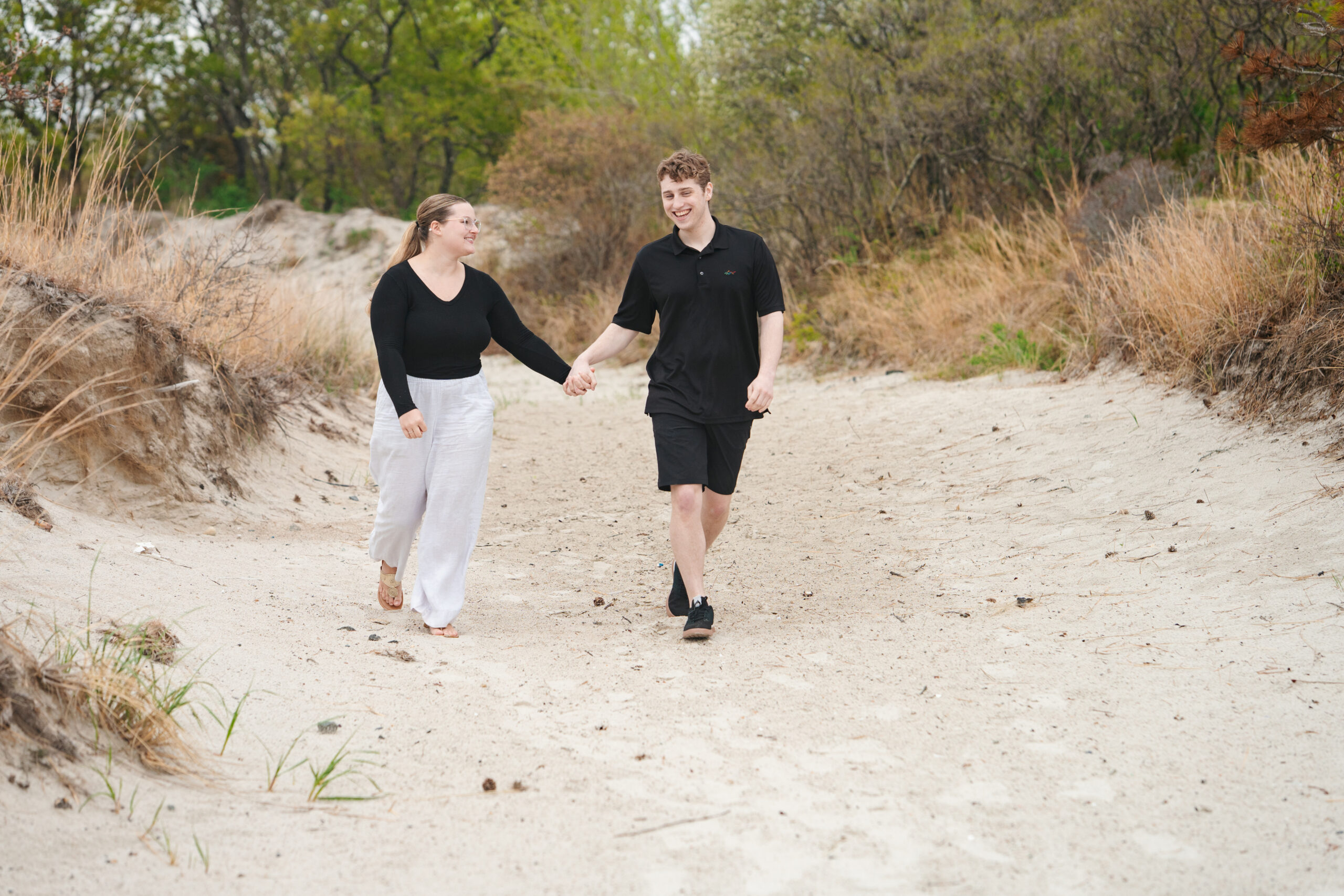 Romantic foggy beach engagement photos