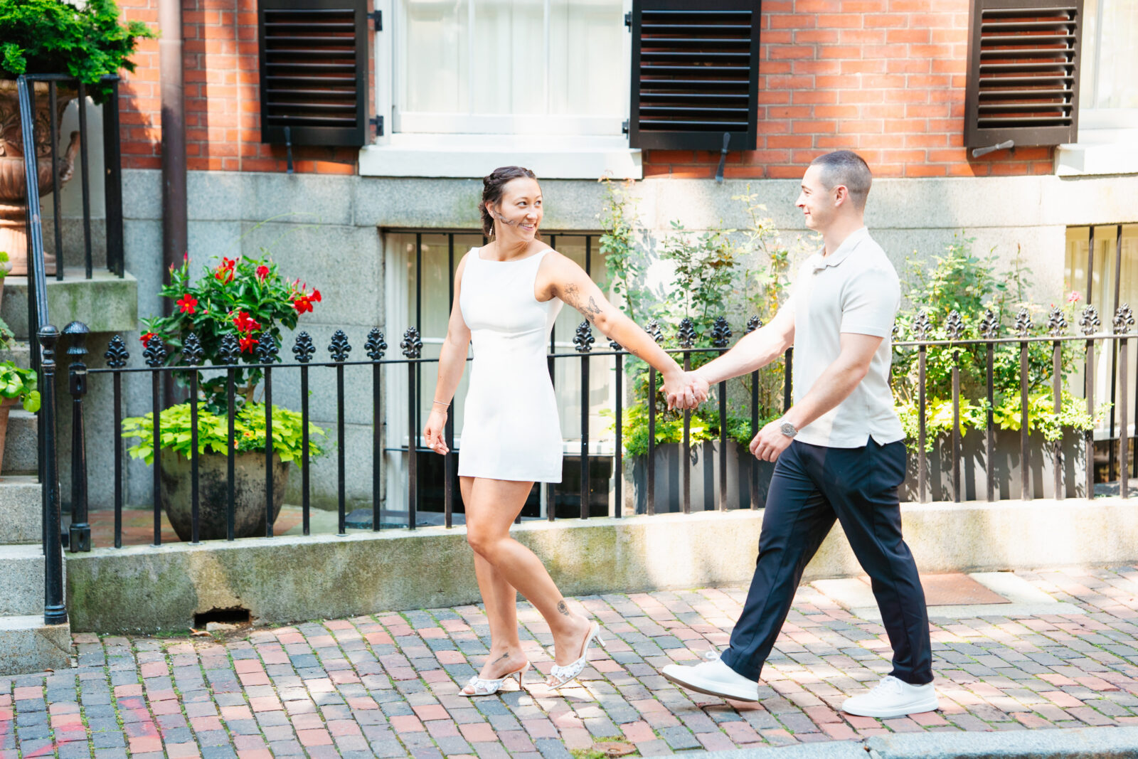 Boston engagement photos at Acorn Street Beacon Hill