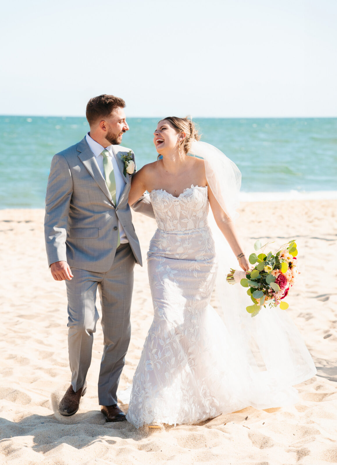 Romantic beachfront wedding portraits in Massachusetts
