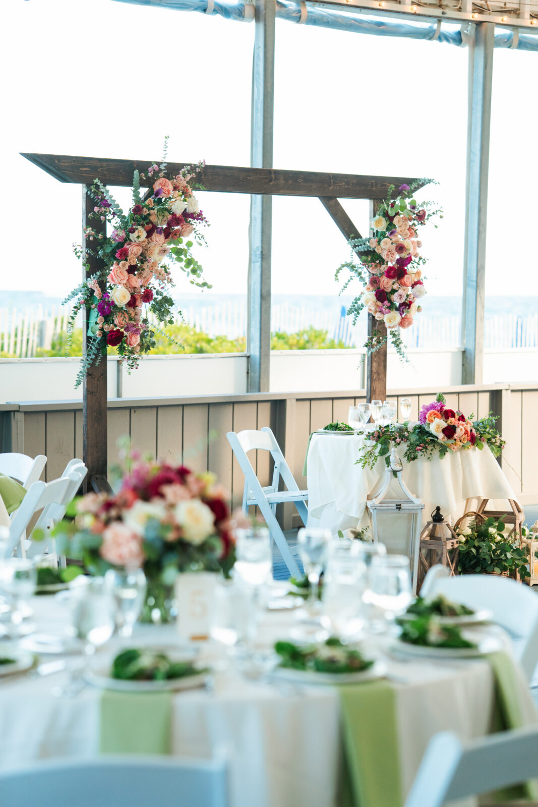 Coastal reception tent at a Cape Cod beachfront wedding venue