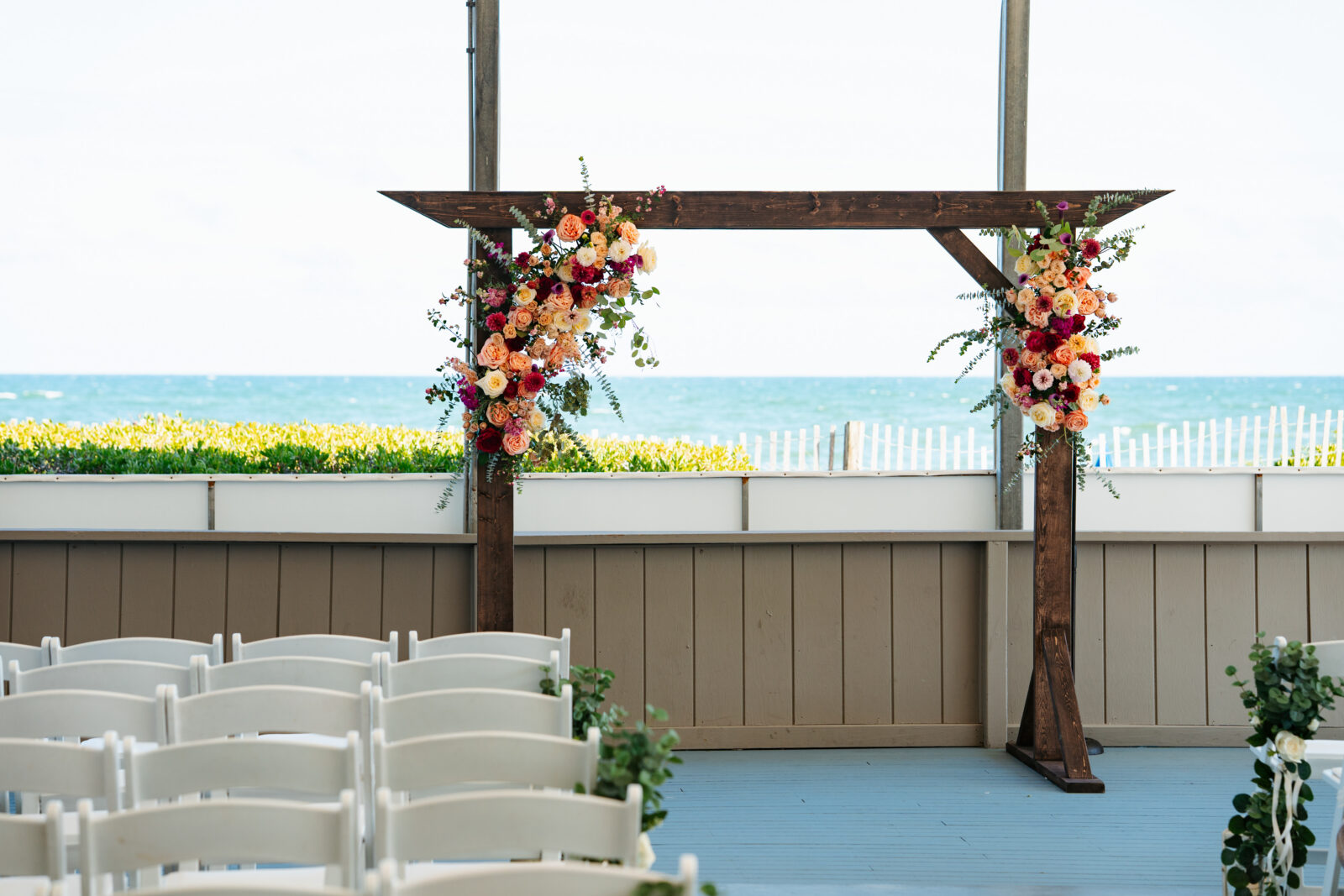 Spacious reception tent at a Cape Cod waterfront wedding