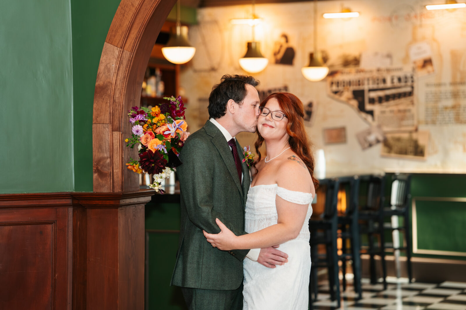 Elegant couple portraits at Olio Peabody Massachusetts