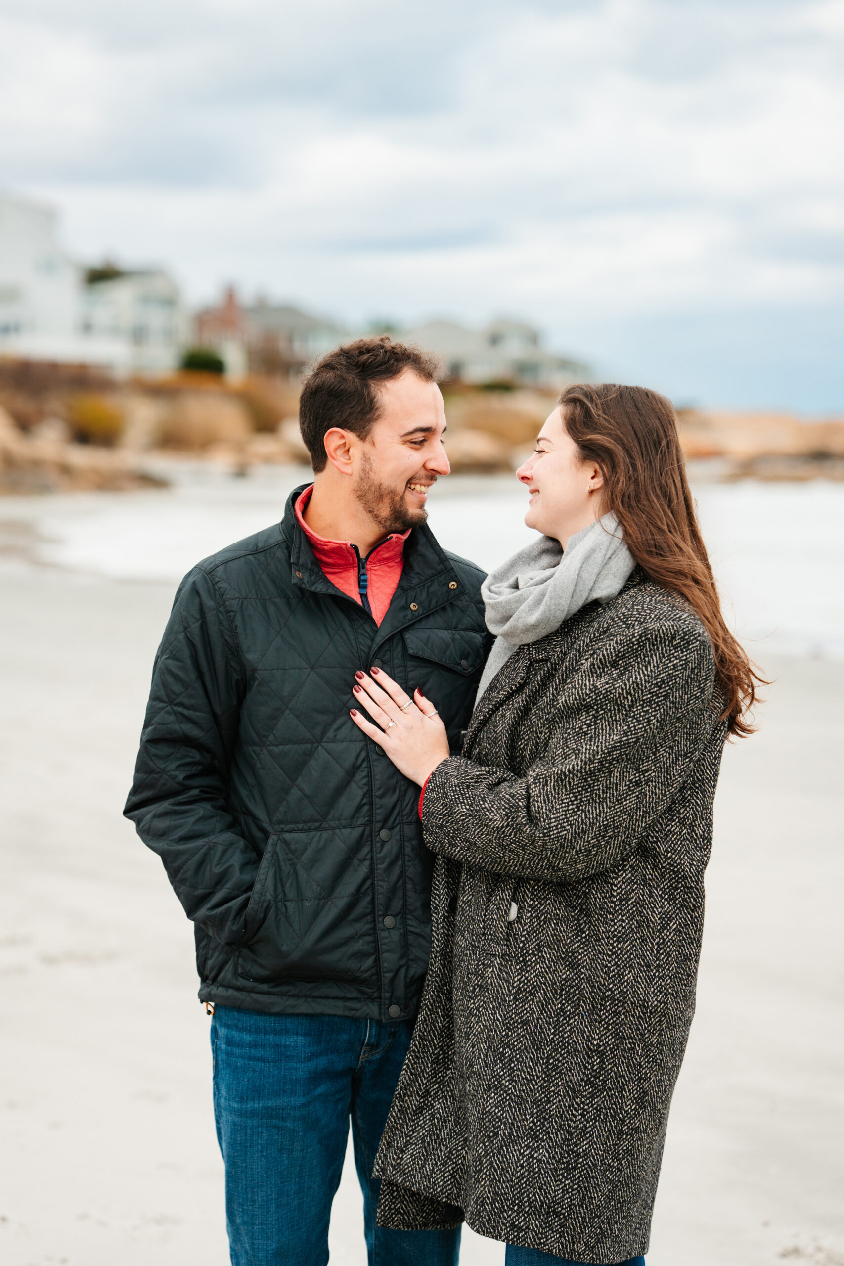 excitement after getting engaged on the beach