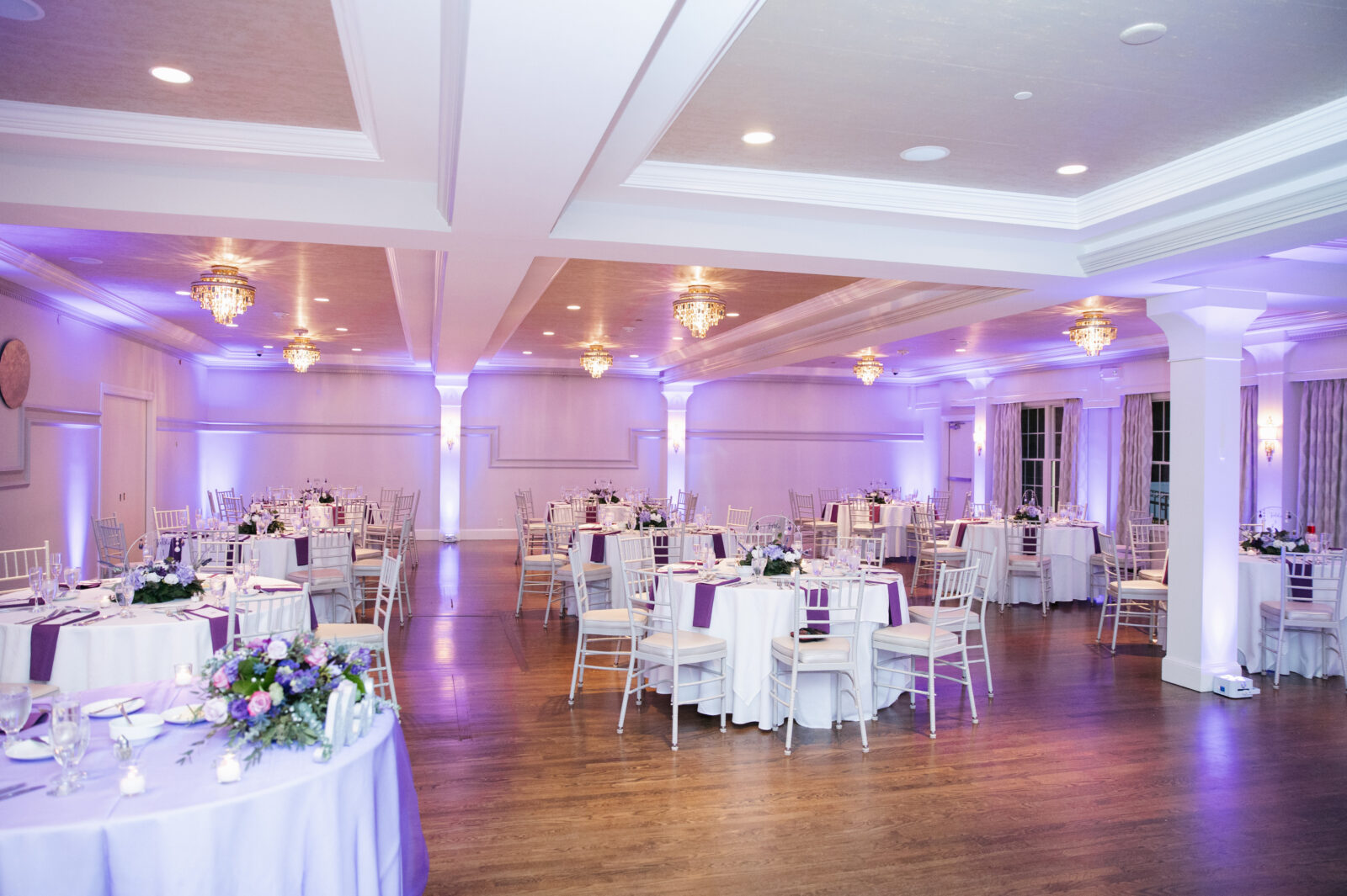 Ballroom ceiling and lighting inside Saphire Estate wedding venue
