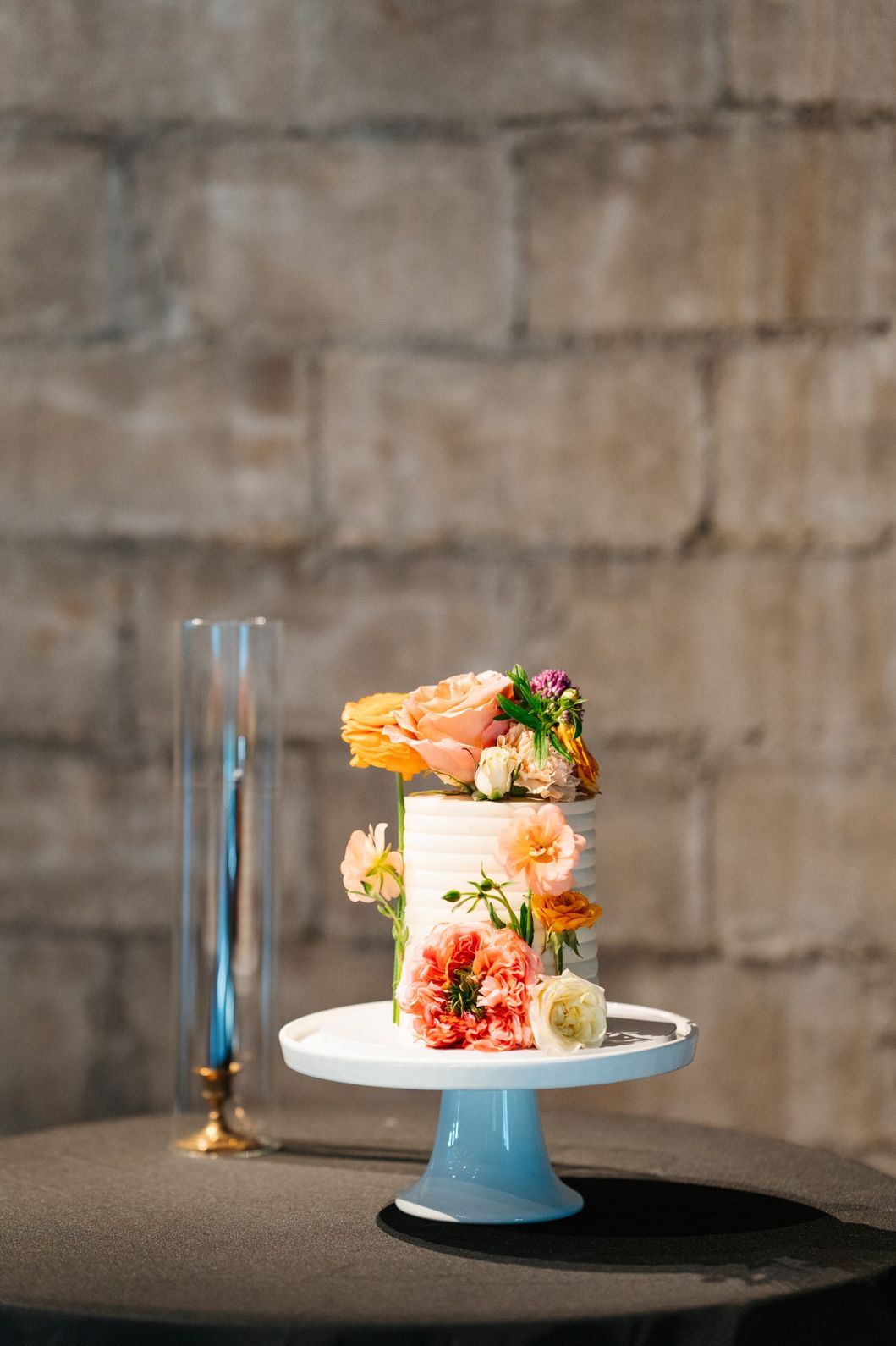 Industrial chic wedding reception space with open layout