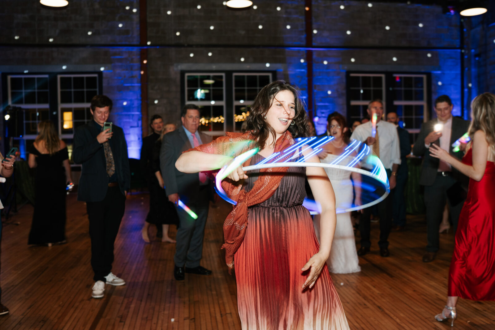 Olio Event Space wedding photos with disco ball
