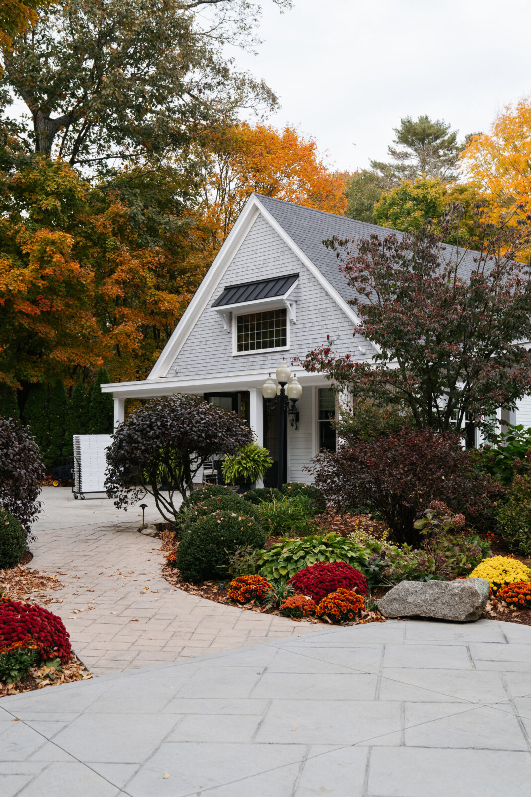 New England garden wedding venue with flowers and greenery