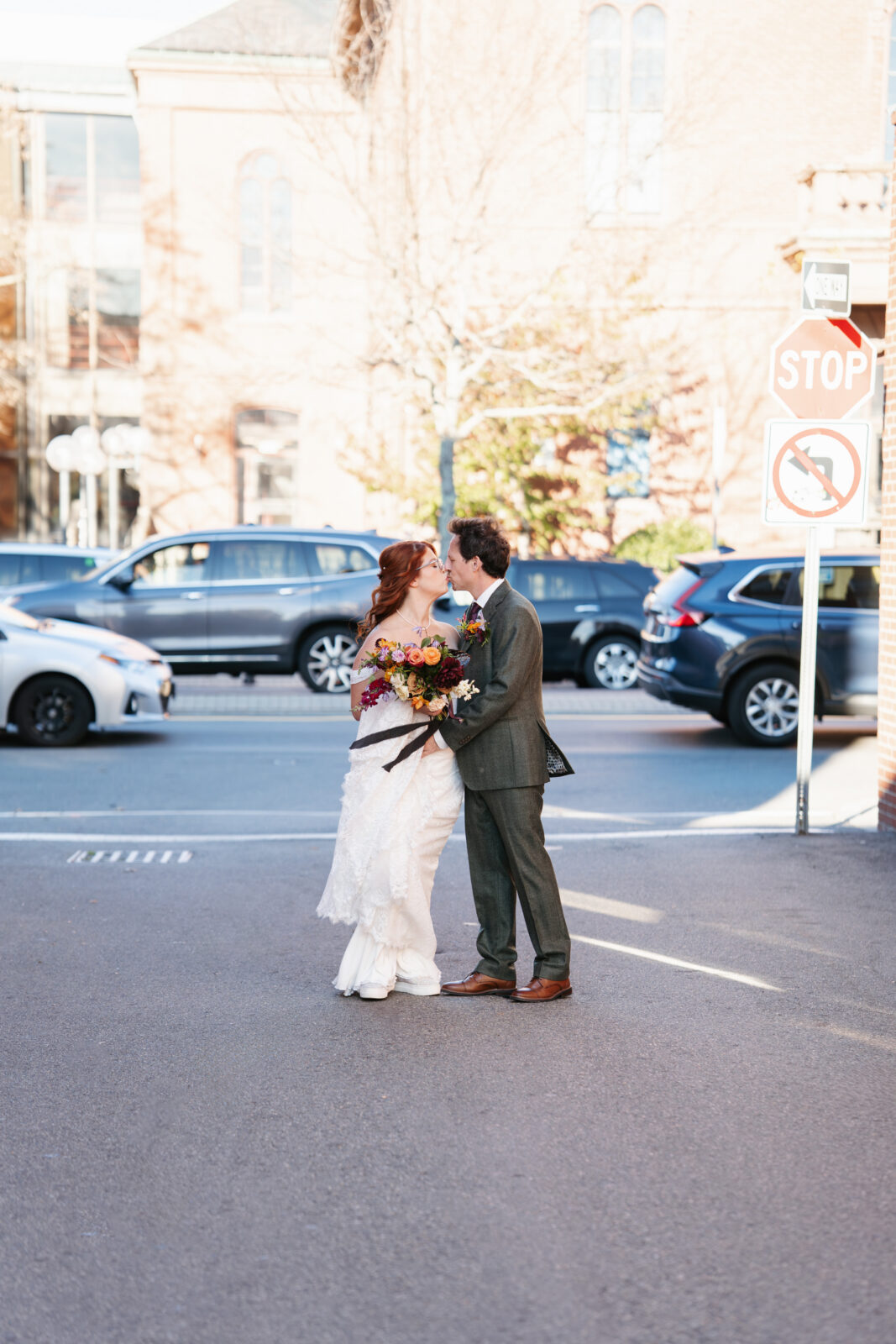 Olio wedding photos brick backdrop portraits